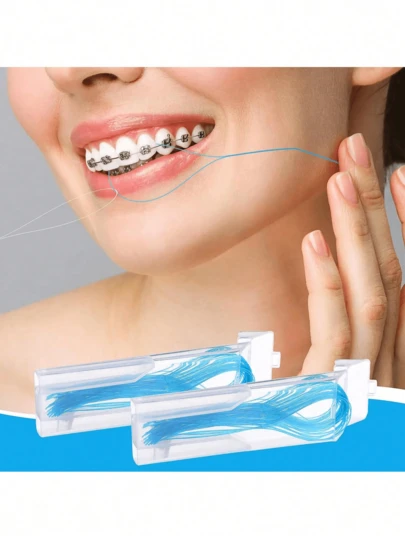 Fio dental 150/100/50, com escova de limpeza, para limpeza profunda, produto multifuncional para higiene bucal, adequado para aparelhos ortodônticos, pontes, implantes dentários, etc. Um item essencial para todas as famílias e também um ótimo presente para pais e amigos.