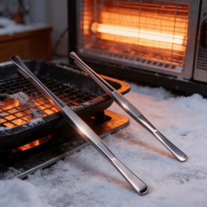 10/12 Inch Stainless Steel Mirror Tweezers - Heavy Duty Round Tip For Cooking, Grilling, Crafting, Laboratory - Multipurpose Tool Set (2/4/6 Pcs)