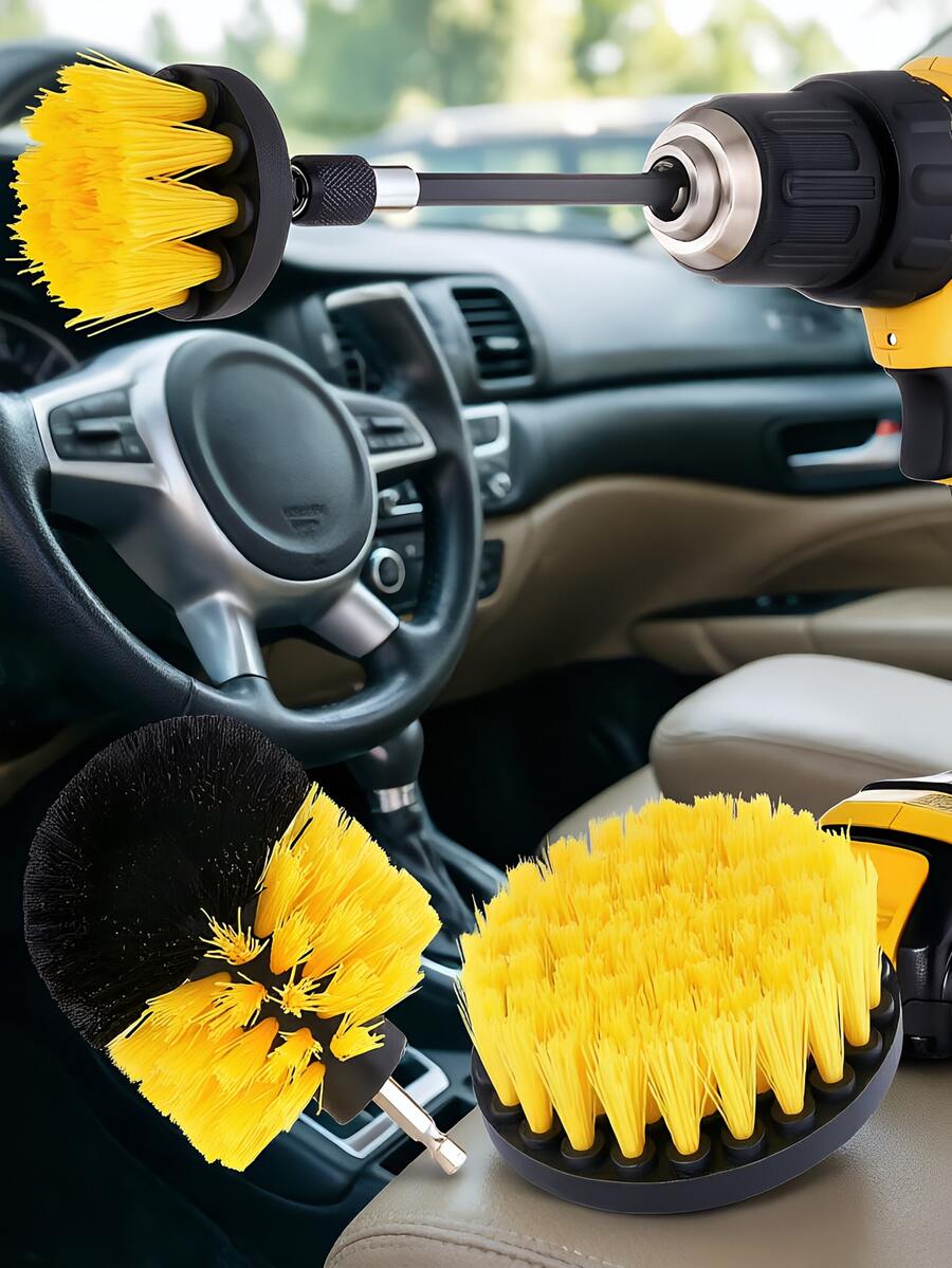 1 Set Car Cleaning Electric Drill Brush, 3pcs Household Kitchen Cleaning Brush Set - A - View 1