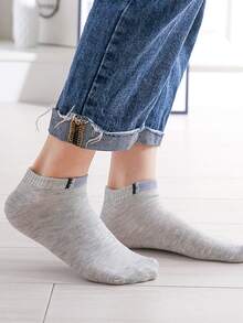 1/5 pares de calcetines de tobillo aleatorios con 3 rayas, cómodos y transpirables, amigables con la piel - Multicolor - Ver 4