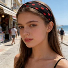 新款春夏爱心印花发带，时尚百搭运动瑜伽弹力发带 - 彩色 - 查看 7