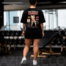 Women's Oversized Gym T-Shirt - Chronic Hatred Of Cardio - 100% Premium Cotton - 黑色 - 查看 3