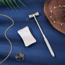 2件套DIY珠宝维修工具 - 迷你珠宝冲压锤、双面抛光锤、带缓冲垫的不锈钢圆头锤，适用于戒指成型和金属工艺，防滑手柄设计 - 銀色 - 查看 7