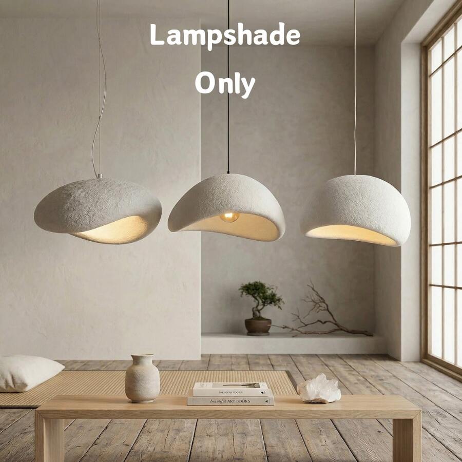 日式树脂灯罩，云朵造型吊灯灯罩，北欧简约日式风格，白色陶瓷质感吊灯灯罩，适用于E26/E27吊灯，现代厨房岛台、餐厅、卧室、咖啡厅照明装饰 - 多款 - 查看 1