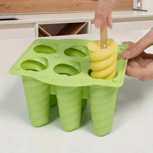 Cetakan Es Krim Spiral 6 Rongga, Cetakan Es Loli DIY, Wadah Es Loli, Baki Es, Aksesoris Pembuat Es, Perlengkapan Penting untuk Liburan Pantai Musim Panas - Hijau - View 2