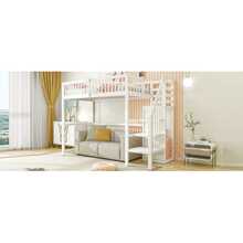 Letto a soppalco 90x200 con scala in legno bianco e ripiano portaoggetti/armadio singolo - Bianco - Visualizzare 10