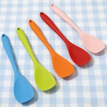 Bộ 2/4/6 thìa silicon, dài 10,75 inch, chịu nhiệt, dẻo dai – Dụng cụ nhà bếp chống dính dùng để trộn, cạo, an toàn với máy rửa chén (Xanh dương/Cam/Đỏ/Hồng/Xanh lá cây) - Xem 1
