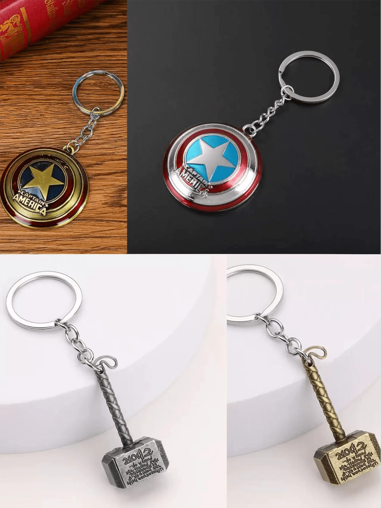 New Bestselling Marvel Shield, Thor Hammer Random Blind Bag Pendant, Keychain Pendant, Creative Keychain, Collection Display, Party Favors, Party Decorations, Suitable For Multiple Occasions! - Multicolor - View 1