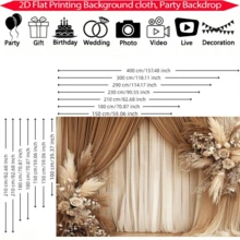 1 Stück Boho-Stil Blumen, Schilf und braunes Fenstervorhang Hintergrund Design Muster, Polyester Stoff Hochauflösender Muster, geeignet für Hochzeit, Garten, Festivalfeier, Heimdekoration und Fotohintergrund - A - Übersicht 3