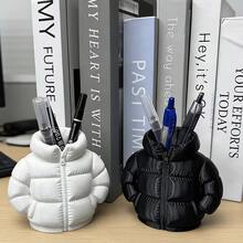 1pc Cute Down Jacket Shaped 3D Printed Pen Holder, Creative Coaster, Classroom Student Desk Decor, Home Office Desk Organizer - A - View 3