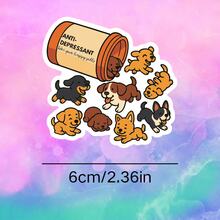 Attempted Grey Background Crow Black Humor Self-Deprecating Sticker, Cute Healing Dog Pill Bottle Box Bottle Dog Vinyl Sticker - Matte Surface, Self-Adhesive Bumper Sticker, Suitable For Cars, Windows, Laptops, Trucks, Water Bottles - Multi-Purpose Design, Car Sticker - Vinyl - View 4