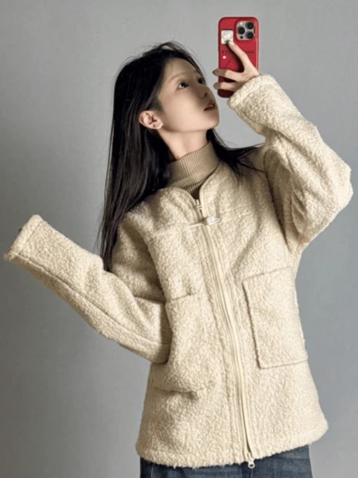  Nike Sportswear Tech Pack Solid Color Fleece Zip-Up Crew Neck Long Sleeve Jacket, Unisex