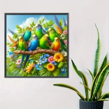 1件装新款鸟类主题钻石画套装，5D圆形水晶钻石马赛克DIY工艺品，适合制作手工礼物，装饰客厅、卧室，热销产品，父亲节、母亲节、婚礼、五一劳动节、复活节、圣诞节、情人节等节日适用，无框 - 查看 4
