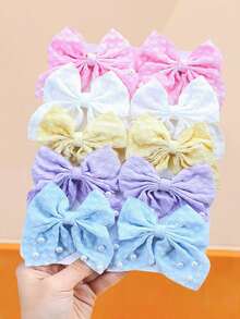 Bộ 10 kẹp tóc nơ vải đính ngọc trai màu Macaron, thiết kế nơ 3D với ngọc trai trang trí, nhiều màu Macaron - Phù hợp cho bé gái và phụ nữ, ngọt ngào, mộng mơ, nữ tính, thích hợp cho sử dụng hàng ngày, hẹn hò, tiệc tùng, dã ngoại mùa xuân, quà tặng ngày Valentine, quà tặng năm mới 2026, mùa hè, kỳ nghỉ, du lịch. - Nhiều màu - Xem 9