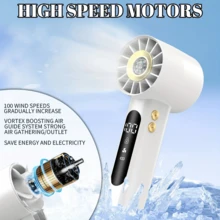 USB Rechargeable Turbo Handheld Fan, Small Portable Desktop Fan, Adjustable 1-100 Wind Speed, Battery Capacity Display, Suitable For Summer Camping Travel Outdoor, Comes With Hanging Strap And Compass - Handheld - View 5