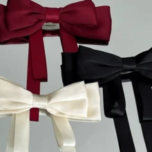 Bowknot Hair Clip With Satin Ribbon, Korean Elegant Gentle Elegant High-End Style - Multicolor - View 9
