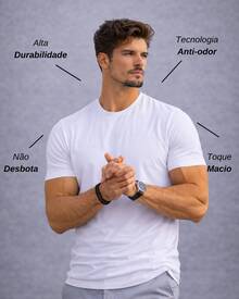 Tech Modal T-Shirt 92% Elastane 8% Modal Plain Anti-Odor Shirt For Men - White - View 2
