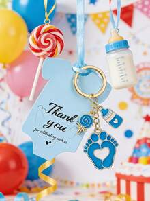 婴儿洗礼奶瓶，婴儿脚印钥匙扣，适合存放钥匙 - 彩色 - 查看 4