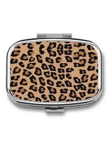 2-Compartment Leopard Print & Black White Pattern Polypropylene Pill Box, Portable Square Vitamin Case, Decorative Medication Storage Gift Box Suitable For Wallet And Travel - Multicolor - View 18