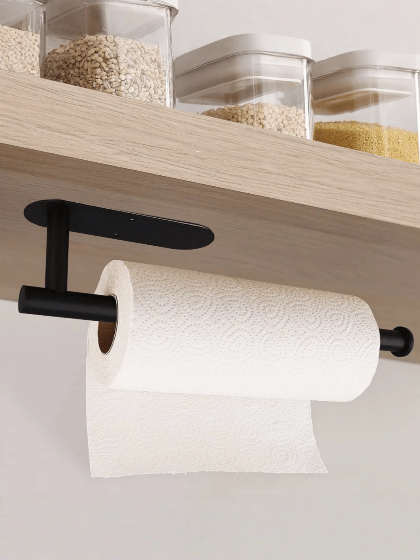 塑料纸巾架，客厅厨房收纳架，浴室卫生纸架，壁挂式，无需钻孔 - 彩色 - 查看 1