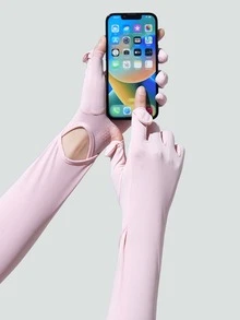 Summer UV Protection Arm Sleeves For Women, Thin Long Outdoor Cycling Sun Block Sleeves, Touchscreen Cooling Arm Covers,Travel,Festival - A - View 3