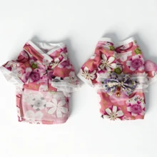 Spring/Summer Limited Edition Japanese-Style Pet Kimono, Handmade Fabric Cute Pet Costume For Photo Shoot And Dressing Up - Pink - View 6