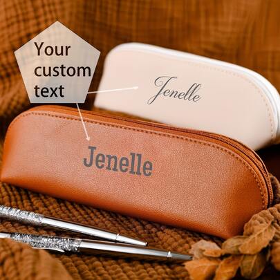 Custom Faux Leather And Metal Zipper Pencil Case