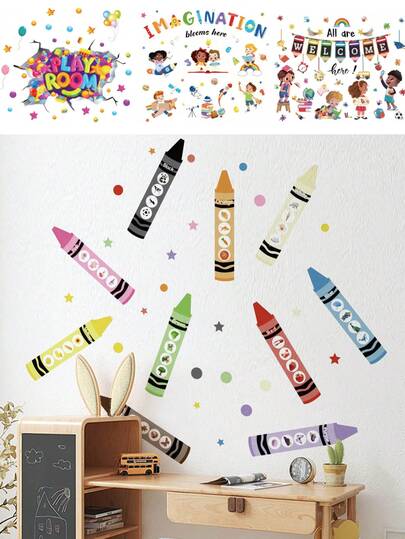 2pcs/1 Sheet - [Game Room Wall Sticker] PVC Self-Adhesive Removable Wall Sticker, Suitable For Nursery, Kids Room, Game Room Or Classroom - Cute Creative Wall Decor, Applicable To Any Space