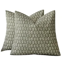 1pc Linen Unfilled Pillowcase, Bohemian Neutral Floral Print Pillowcase, Suitable For Living Room And Home Use - Flowers, Moss, Green - View 6