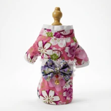 Spring/Summer Limited Edition Japanese-Style Pet Kimono, Handmade Fabric Cute Pet Costume For Photo Shoot And Dressing Up - Pink - View 11