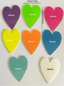 Heart-Shaped Transparent Memo Pad, Cute Heart-Shaped Transparent Bookmarks, Page Stickers, Diary Accessories, Aesthetic Office & Study Supplies - Purple - View 6