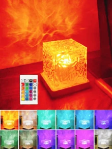 Đèn ngủ hình sóng nước 16 màu mô phỏng cực quang, hình vuông, điều khiển cảm ứng/từ xa, dùng nguồn USB, thích hợp cho phòng ngủ, phòng chơi game, trang trí phòng chiếu phim gia đình, hoàn hảo cho dịp Giáng sinh. - Nhiều màu - Xem 4
