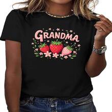 Moda Femenina Camiseta Impresa Básica con Patrón de Letra Creativa, Suave y Cómoda, Manga Corta Cuello Redondo, Top Casual para Todas las Estaciones, Ropa Casual | Camiseta de Estampado de Letra | Embellecimiento Sutil - Multicolor - Ver 1
