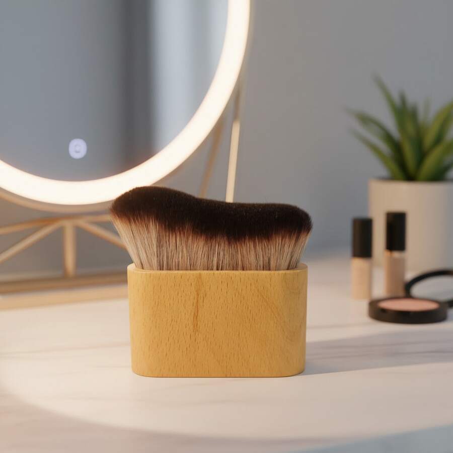 Upgraded Beechwood Handle Big Wave Powder Makeup Brush, Sunless Tanning Brush - Maple - View 1