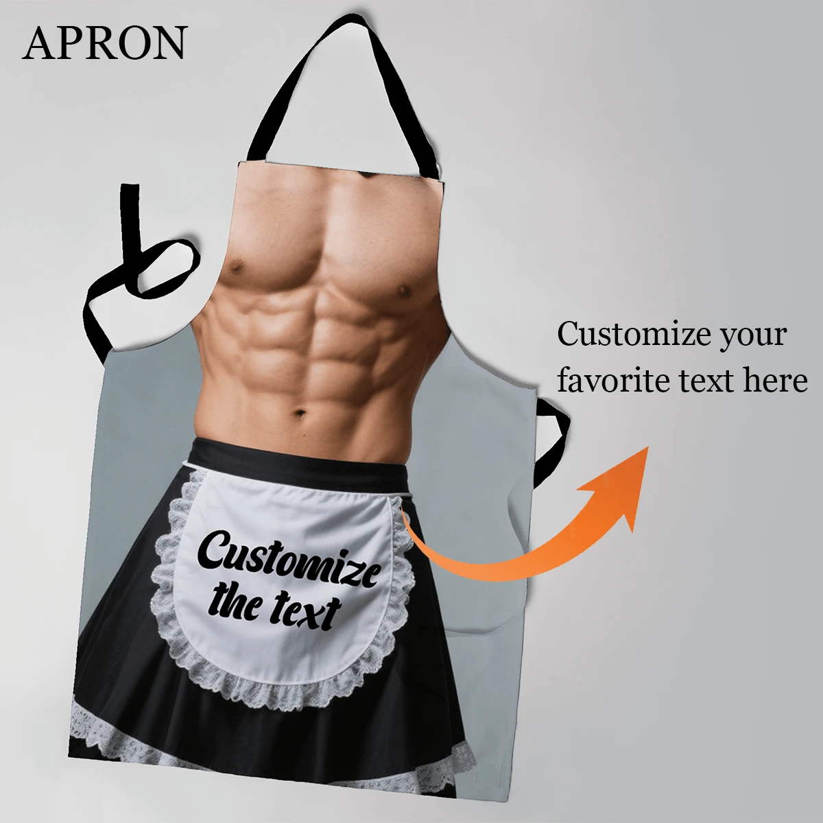 1pc Customizable Apron, Sexy And Personalized, Can Customize Any Text Or Name - Polyester, Suitable For Father's Day, Mother's Day, Halloween, Christmas, Christmas Eve, Valentine's Day, Birthday, Personal Anniversary, Thanksgiving, Easter, April Fool's Day, Carnival - Multicolor - View 1