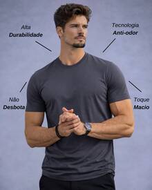 Tech Modal T-Shirt 92% Elastane 8% Modal Plain Anti-Odor Shirt For Men - Grey - View 2