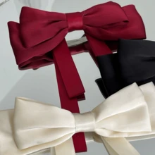 Bowknot Hair Clip With Satin Ribbon, Korean Elegant Gentle Elegant High-End Style - Multicolor - View 8