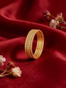 2件套 - 叶子和水滴形不锈钢手镯和戒指套装，细节精致，工艺精湛，耐磨不易褪色，叠戴在一起可打造更丰富、更美观的造型。 - 金色 - 查看 5