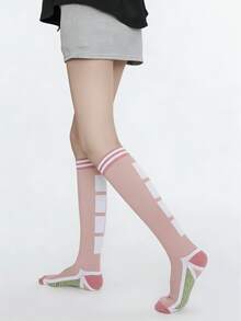 1 par de calcetines de compresión deportivos para saltar a la cuerda, de tubo largo, color rosa, nuevos para primavera, para yoga y fitness - Multicolor - Ver 5