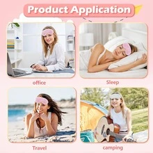 2pcs Soft Sleep Eye Mask, Plush Eye Mask With Satin Lining, Suitable For Women & Men Travel Nap, Pink And White Sleep Mask - Pink + White - View 6