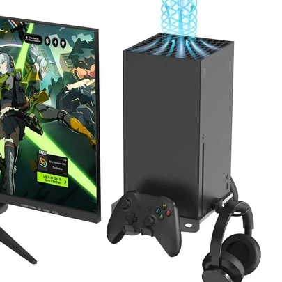 Wall Mount For Xbo Series X, Heavy-Duty Metal Wall Mount Kit With 2 Controller Holders And 1 Headphone Hook, Space-Saving Console Wall Holder With Ventilation Design, Secure Screw Installation, Supports Up To 22 Lbs, Gaming Accessories Organizer