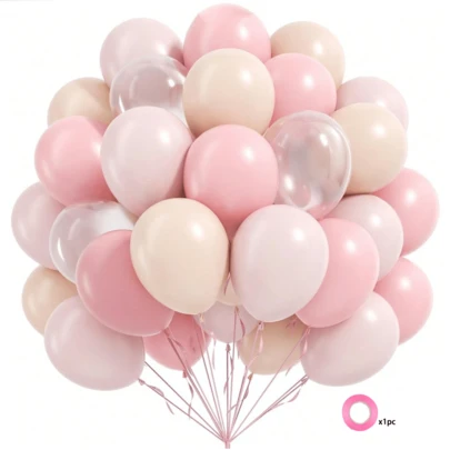 41个浅粉色10英寸气球，搭配淡粉色、裸色和透明气球，适用于性别揭晓派对、迎婴派对、生日派对装饰
