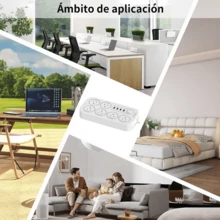 10-in-1 Black Outlet with 6 Receptacles, 4 USB Ports,  Ports,  Extension Cord, Flat Plug, Wall Mount, Overload Protection, Power Outlet Surge Protector - Ideal for Home and Office Desktop Charging - Blanco - Ver 5