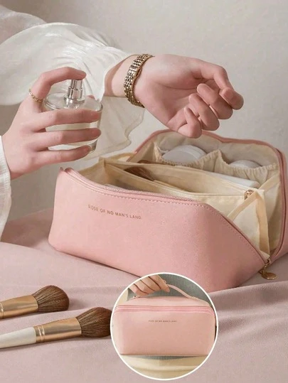 תיק איפור עמיד למים בקיבולת גדולה, ארגונית קוסמטיקה ניידת לנסיעות עם ידית ותאים, נרתיק איפור רב תכליתי לקוסמטיקה, מוצרי טיפוח, טיפוח עור, פריטי טיפוח אישי, פריט חיוני לחזרה לבית הספר, אחסון לחג, מתנה לפסטיבל, מתנה לפסחא, פריט חיוני לחג, עיצוב סתיו, עיצוב חדר שינה, פריט חיוני לנסיעות