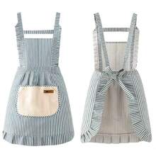 1 Piece Of Fashionable Cotton And Linen Striped Apron, Half Body Apron, Household Kitchen Oil Proof Apron, And Dirt Resistant Household Cover - Multicolor - View 4
