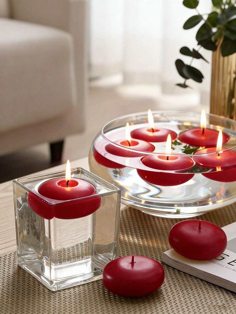 10 nến nổi màu đỏ, nến nổi màu đỏ không mùi, nến nổi hình trụ, thích hợp cho ngày lễ tình nhân, đêm lãng mạn, hẹn hò, đám cưới và trang trí bàn ăn - Nến nổi lan tỏa sự lãng mạn qua từng khoảnh khắc quý giá! - Nhiều màu - Xem 1