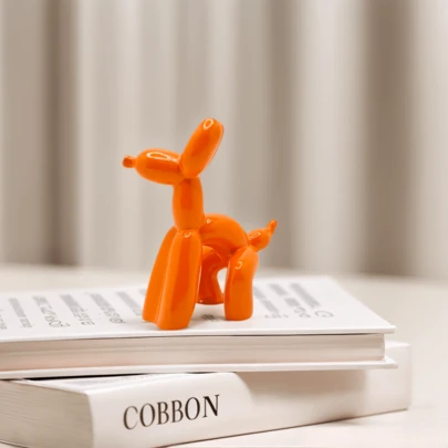 1 PC Modern Art Balloon Dog Statue Resin Sculpture - Glossy Green/Orange/Red Pop Art Decor - Minimalist Animal Figurine For Desktop, Shelf Display - Ideal For Housewarming, Birthday Gifts, Contemporary Home Office Decor All Seasons
