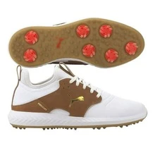 Puma Ignite Pwradapt Caged Men's Golf Shoes Spiked Cleats - White/Brown - View 2