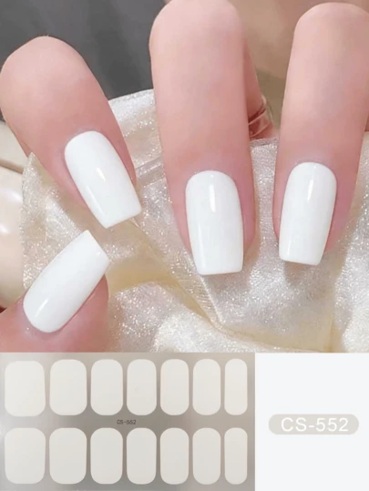 Coral Pink No-Bake Gel Nail Sticker Nail Oil Film Waterproof Nail Sticker Sticker Solid Color Green Onion Powder Jump Color Gradient Full Sticker