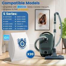 1/3/8/12个装 3D 吸尘袋，3D Airclean GN 真空吸尘器袋，兼容 Miele Classic C1、Complete C1、Complete C2、Complete C3、S227、S240、S270、S400、S2、S5、S8 系列卧式吸尘器 - 彩色 - 查看 12